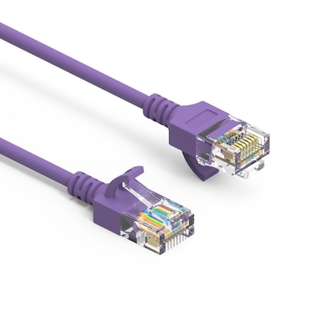 CAT6A UTP Slim Ethernet Network Booted Cable 28AWG- 7ft- Purple